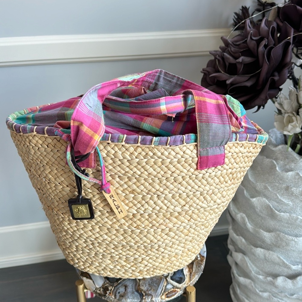 Ralph Lauren Raffia Tote with Heart poach and mirror accessory by Estee Lauder